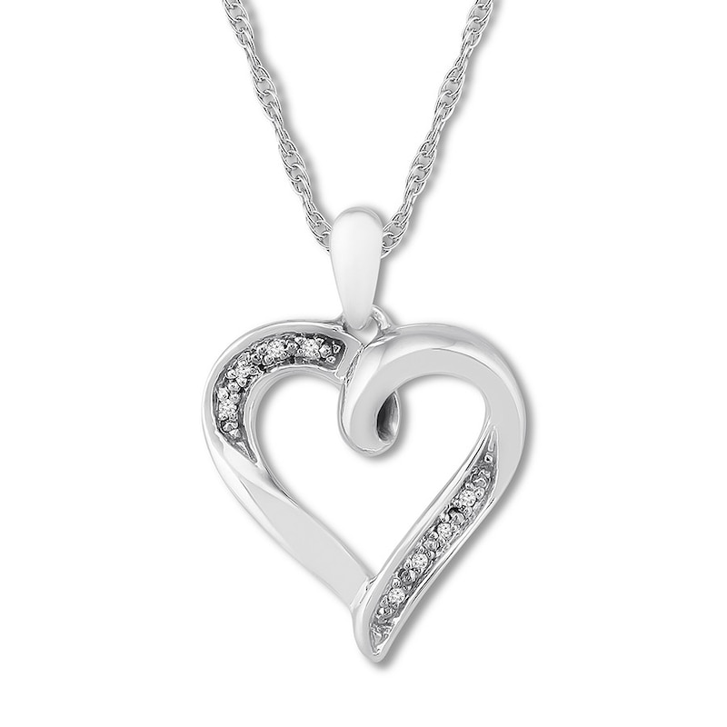 Diamond Heart Necklace Sterling Silver 18"