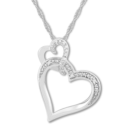 Diamond Heart Necklace Sterling Silver 18"