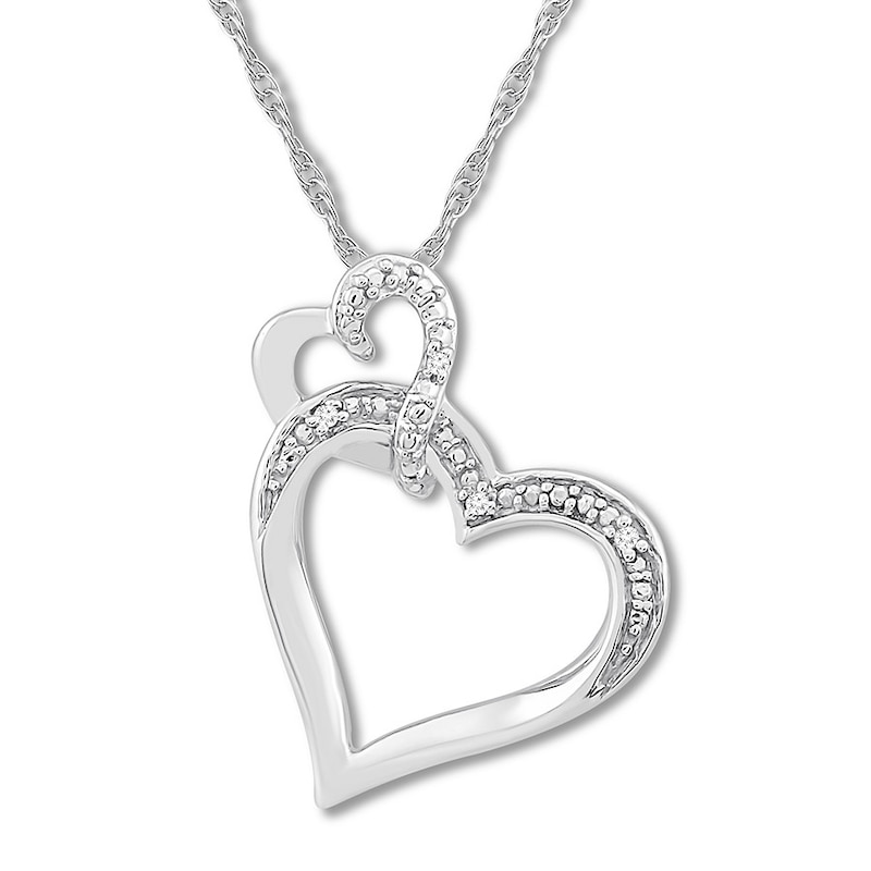 Diamond Heart Necklace Sterling Silver 18"