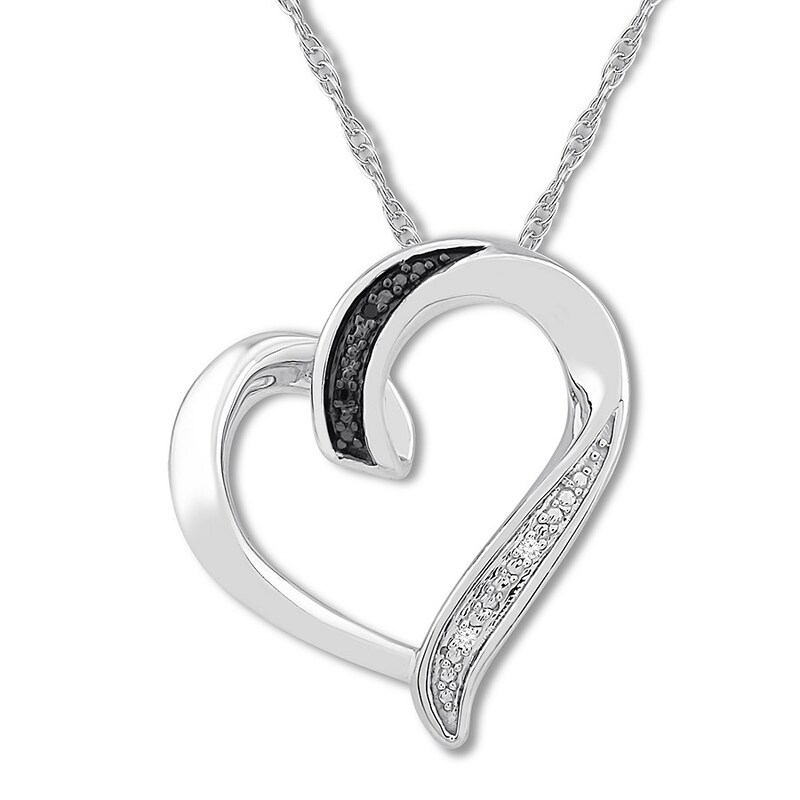 Diamond Heart Necklace Sterling Silver 18"