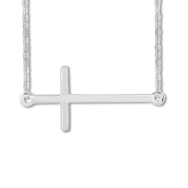 Main Image 4 of Diamond Cross Choker Necklace 1/20 ct tw 10K White Gold 16.75"