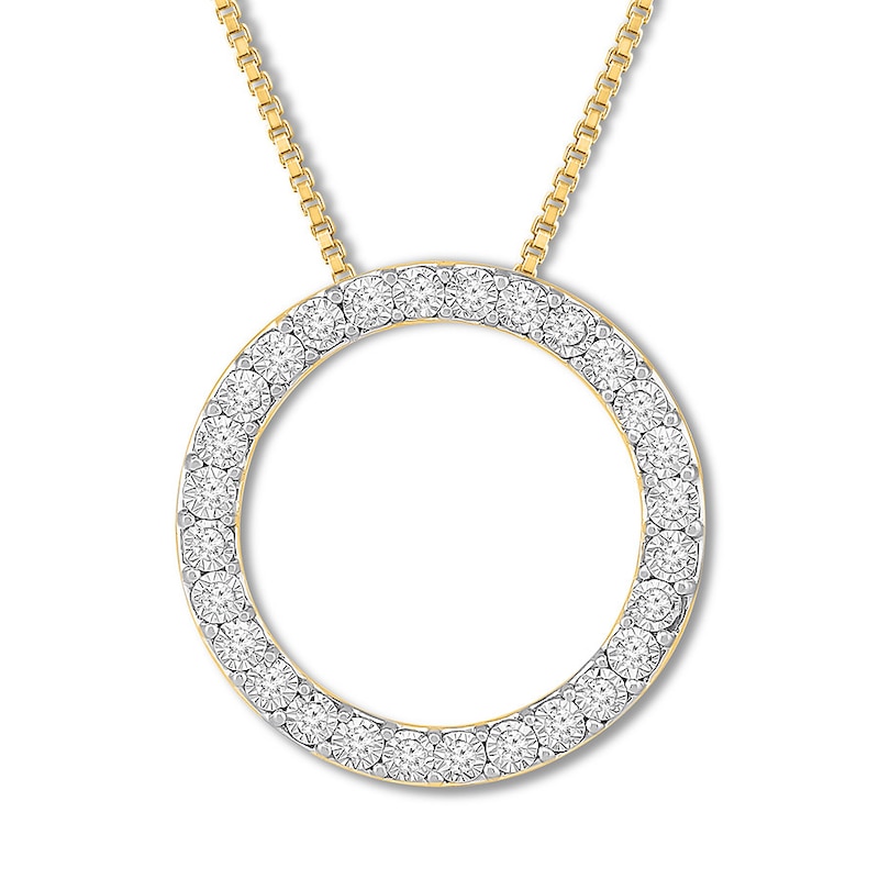 Diamond Circle Necklace 1/5 Carat tw 10K Yellow Gold 18"