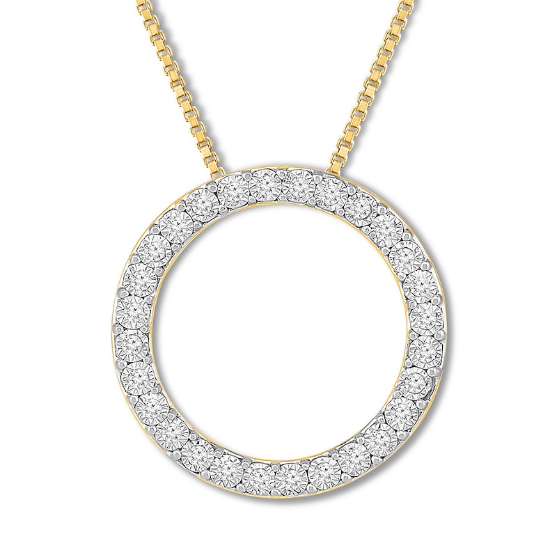 Main Image 1 of Diamond Circle Necklace 1/5 Carat tw 10K Yellow Gold 18&quot;