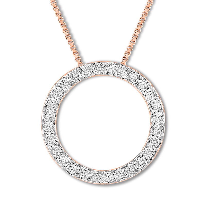 Diamond Circle Necklace 1/5 Carat tw 10K Rose Gold 18"