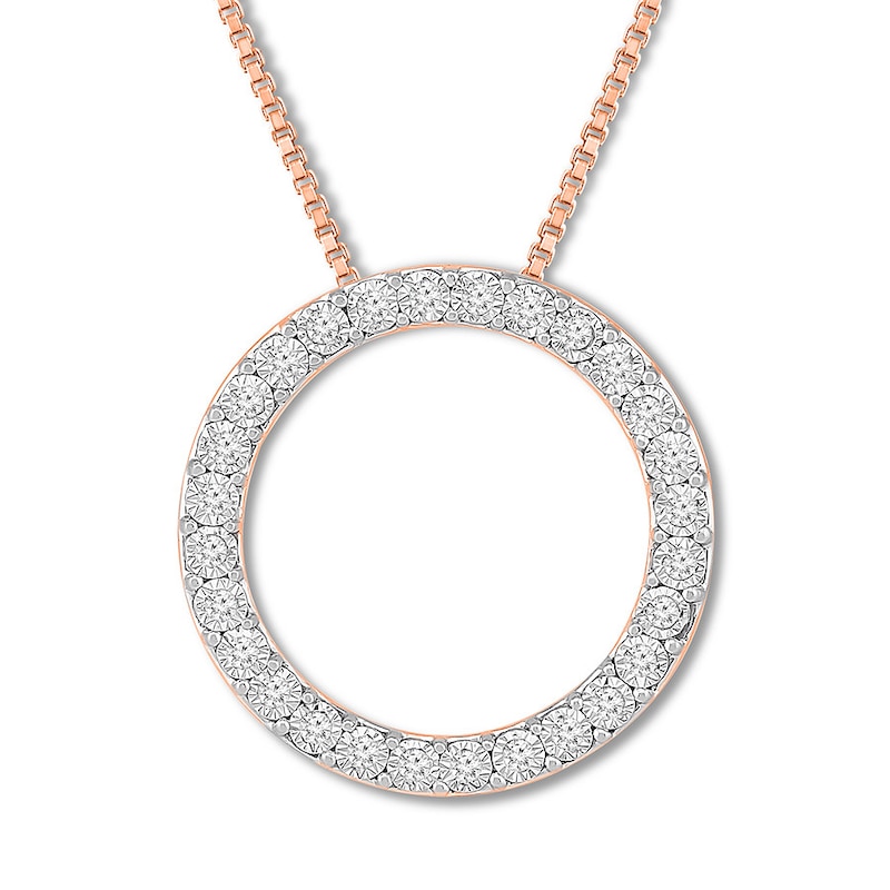 Main Image 1 of Diamond Circle Necklace 1/5 Carat tw 10K Rose Gold 18&quot;