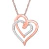 Thumbnail Image 0 of Double Heart Diamond Necklace 1/8 Carat tw 10K Rose Gold 18"