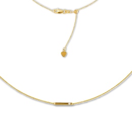 Diamond Bar Choker Necklace 14K Yellow Gold 16&quot; Adjustable