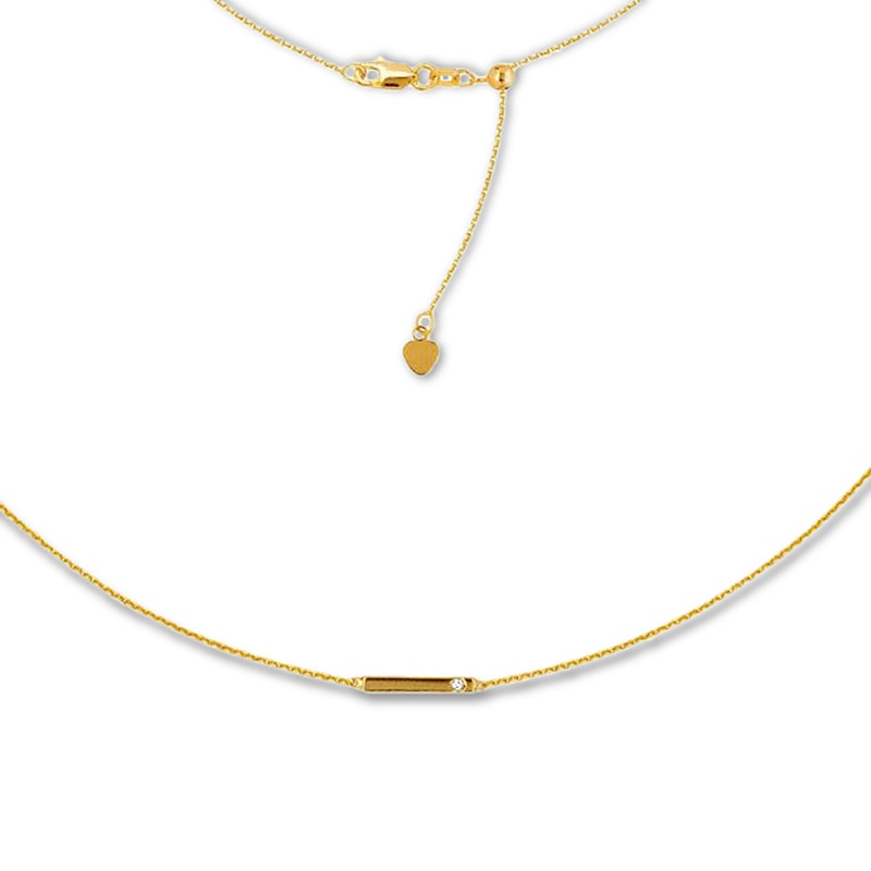 Main Image 1 of Diamond Bar Choker Necklace 14K Yellow Gold 16&quot; Adjustable