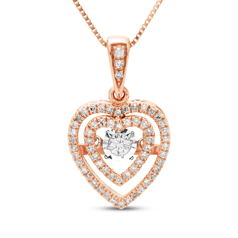Main Image 1 of Unstoppable Love Heart Necklace 1/4 ct tw 10K Rose Gold 18&quot;