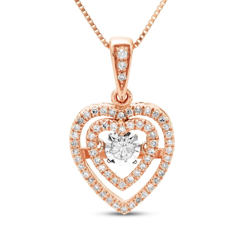 Unstoppable Love Heart Necklace 1/4 ct tw 10K Rose Gold 18"