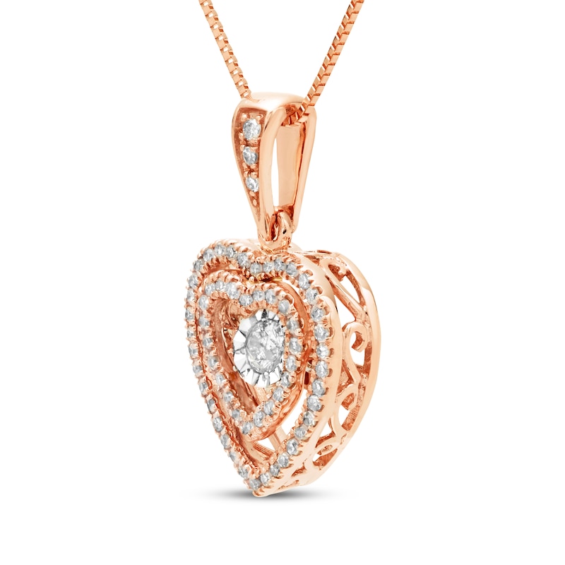 Unstoppable Love Heart Necklace 1/4 ct tw 10K Rose Gold 18"