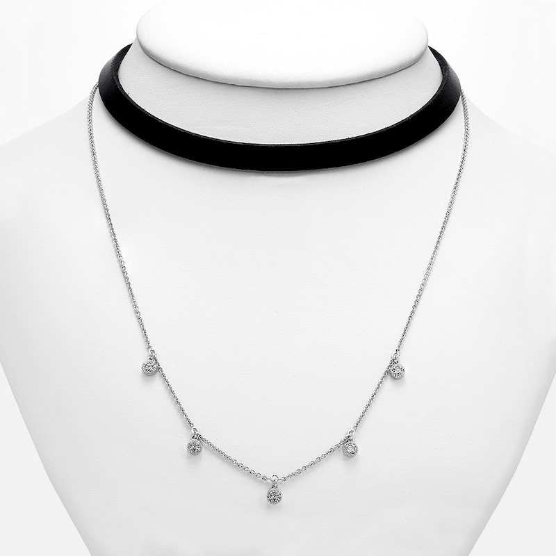 Main Image 2 of Layered Choker Necklace 1/5 ct tw Diamonds Sterling Silver 12&quot;