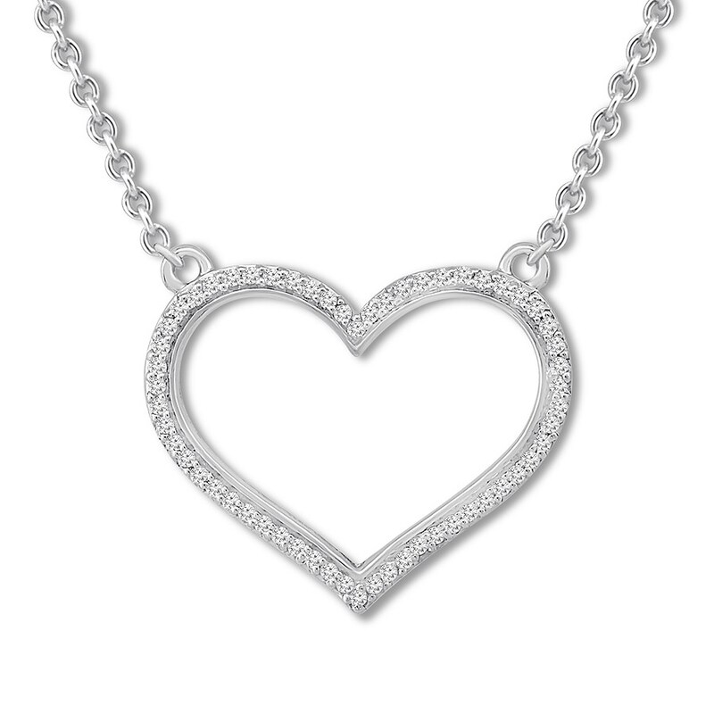 Reversible Diamond Heart Necklace 1/6 ct tw St. Silver & 10K Rose Gold 18"