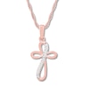 Diamond Cross Necklace 10K Rose Gold 18"