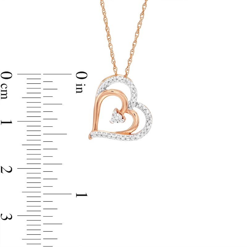 Diamond Heart Necklace 10K Rose Gold 18"