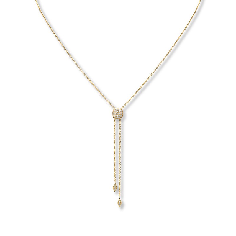 Diamond Lariat Necklace 1/6 ct tw Round-cut 10K Yellow Gold 17"