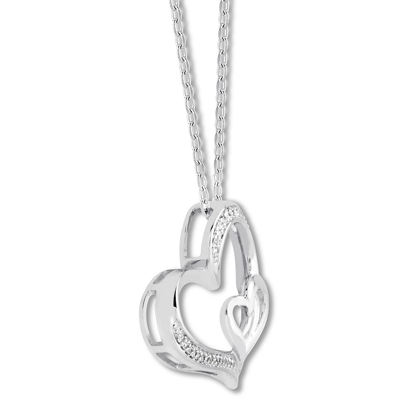 Diamond Heart Necklace 1/20 ct tw Round-cut Sterling Silver 18.5"