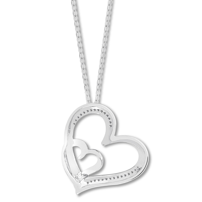 Diamond Heart Necklace 1/20 ct tw Round-cut Sterling Silver 18.5"