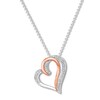 Diamond Heart Necklace Sterling Silver & 10K Rose Gold 18"