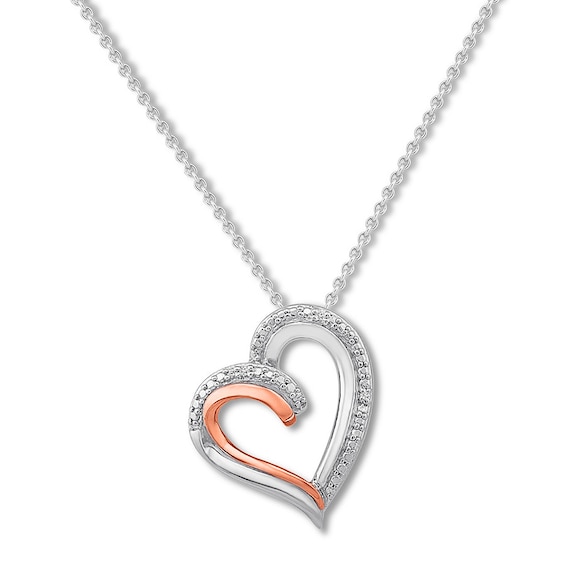 Rose Gold Diamond Heart Necklace / Diamond Heart Necklace 1 8 Ct Tw