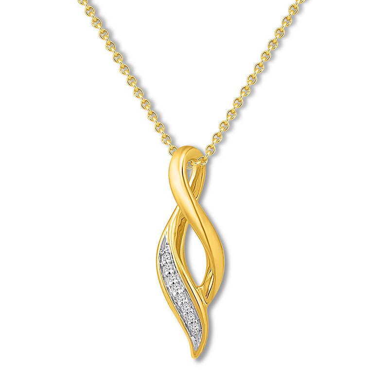 Diamond Swirl Necklace 10K Yellow Gold 19"