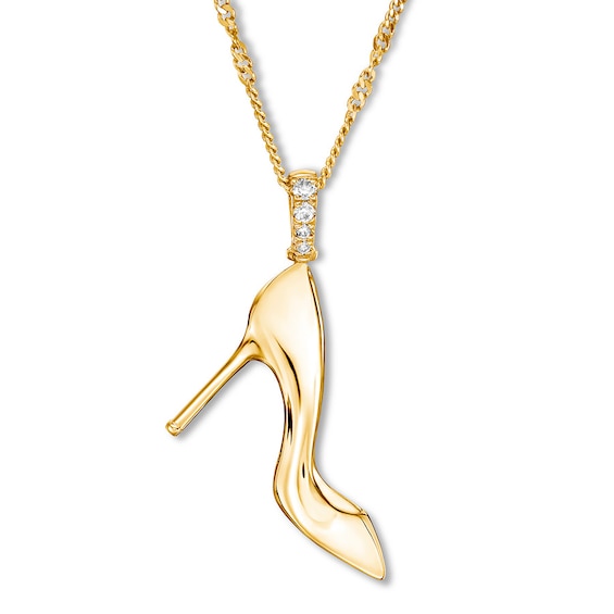 Emmy London Diamond Shoe Necklace 10K Yellow Gold