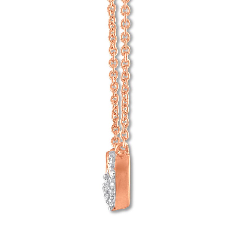 Diamond Heart Choker Necklace 1/20 ct tw 10K Rose Gold 18.5"