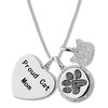 "Proud Cat Mom" Diamond Necklace Sterling Silver 18"