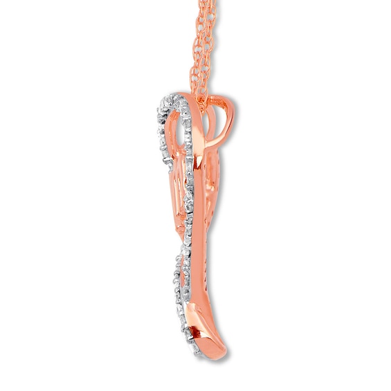 Thumbnail Image 2 of Diamond Heart "Mom" Necklace 1/10 ct tw 10K Rose Gold 18"