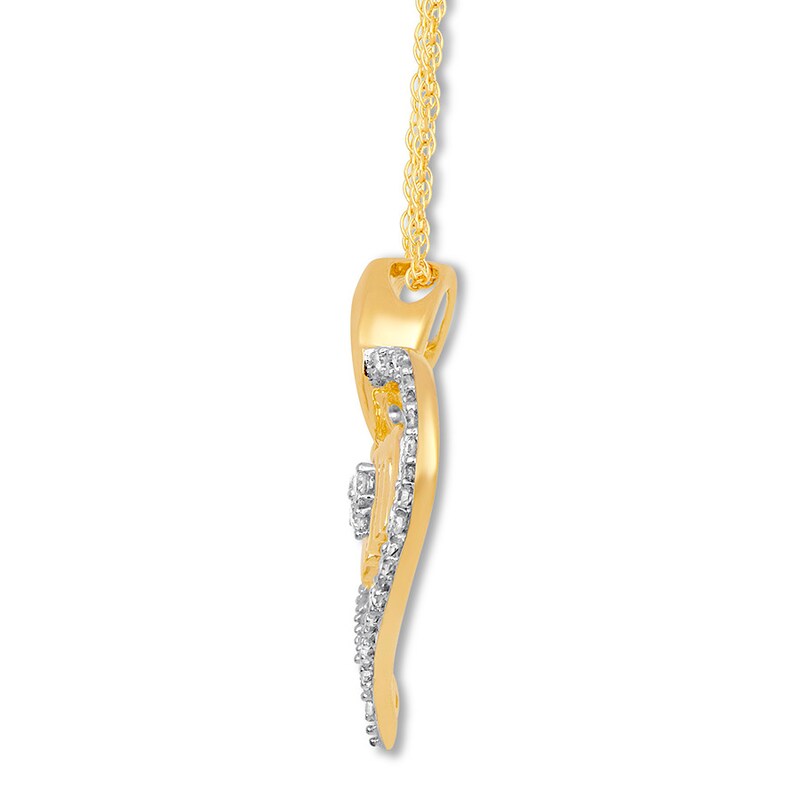 Diamond Heart "Mom" Necklace 1/10 ct tw 10K Yellow Gold 18"
