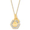 Diamond Hexagon Choker Necklace 1/15 ct tw 10K Yellow Gold 18.5"