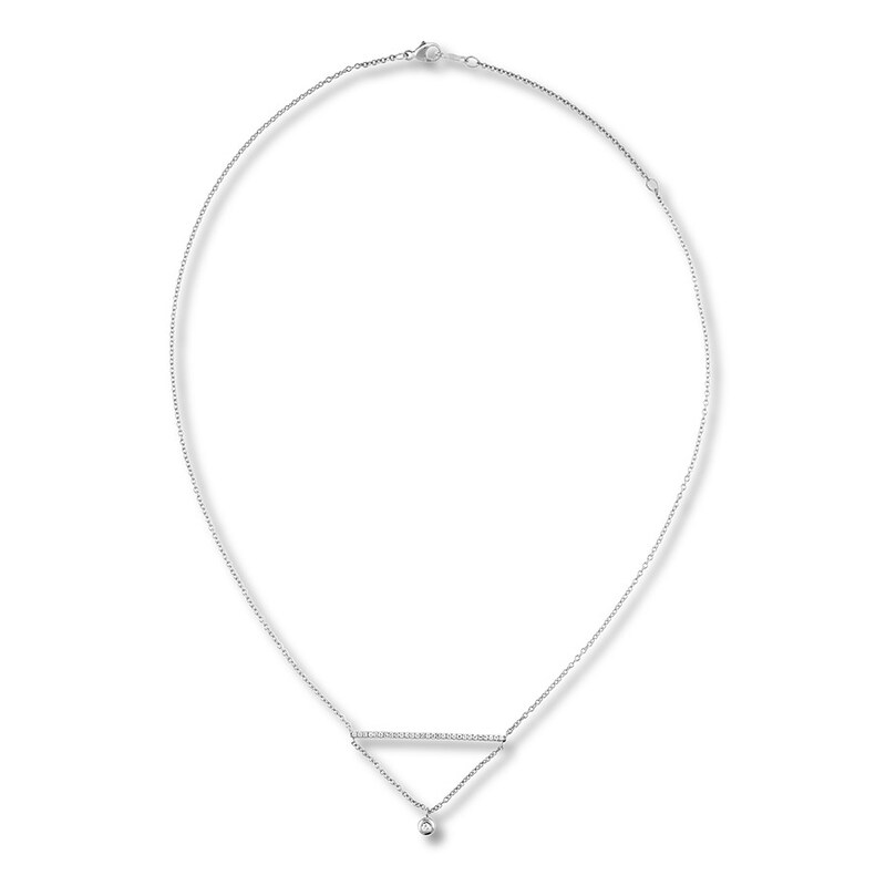 Diamond Bar Necklace 1/6 ct tw Sterling Silver 19"
