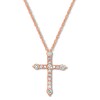 Diamond Cross Necklace 1/5 ct tw Round-cut 10K Rose Gold 18"