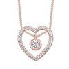 Diamond Heart Choker Necklace 1/5 ct tw 10K Rose Gold 18"