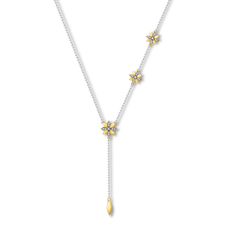 Diamond Necklace 1/6 ct tw Sterling Silver & 10K Yellow Gold 18"