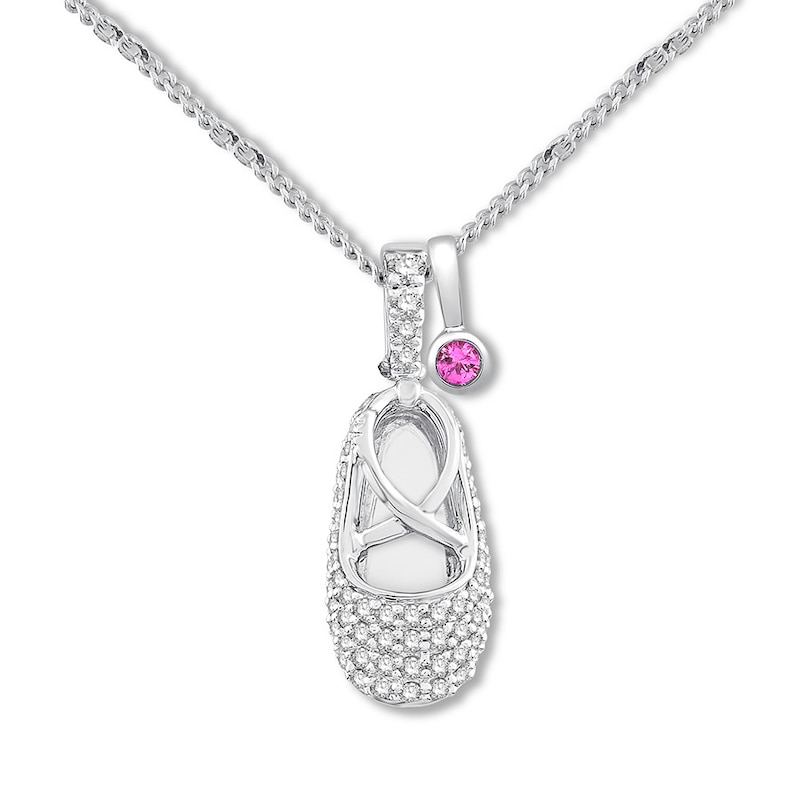Emmy London Diamond Baby Shoe Necklace 1/3 cttw Sterling Silver