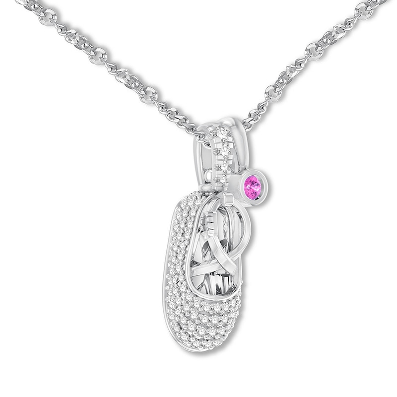 Main Image 3 of Emmy London Diamond Baby Shoe Necklace 1/3 cttw Sterling Silver