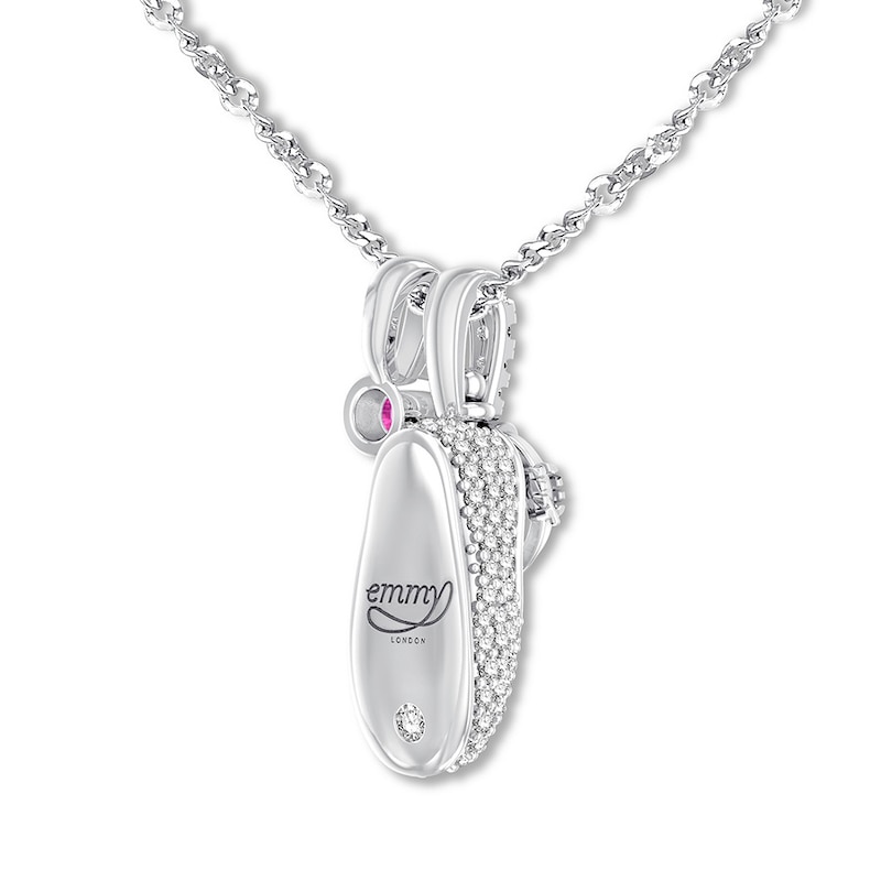 Emmy London Diamond Baby Shoe Necklace 1/3 cttw Sterling Silver