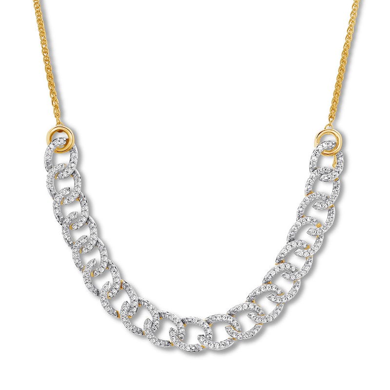 Diamond Link Bolo Necklace 1/2 ct tw Round-cut 10K Yellow Gold 26"