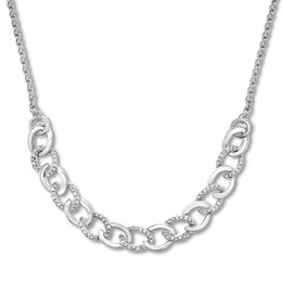 Diamond Link Bolo Necklace 1/10 ct tw Round-cut Sterling Silver 26&quot;