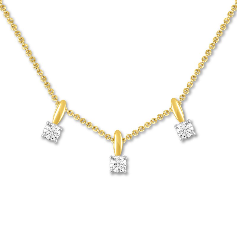 Three-Stone Diamond Necklace 1/3 ct tw 10K Yellow Gold 18"