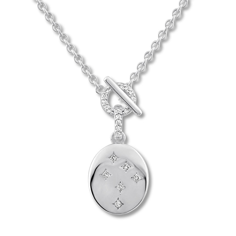 Diamond Locket Necklace 1/10 ct tw Round-cut Sterling Silver 18"