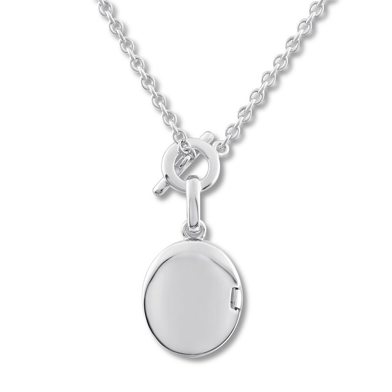 Diamond Locket Necklace 1/10 ct tw Round-cut Sterling Silver 18"