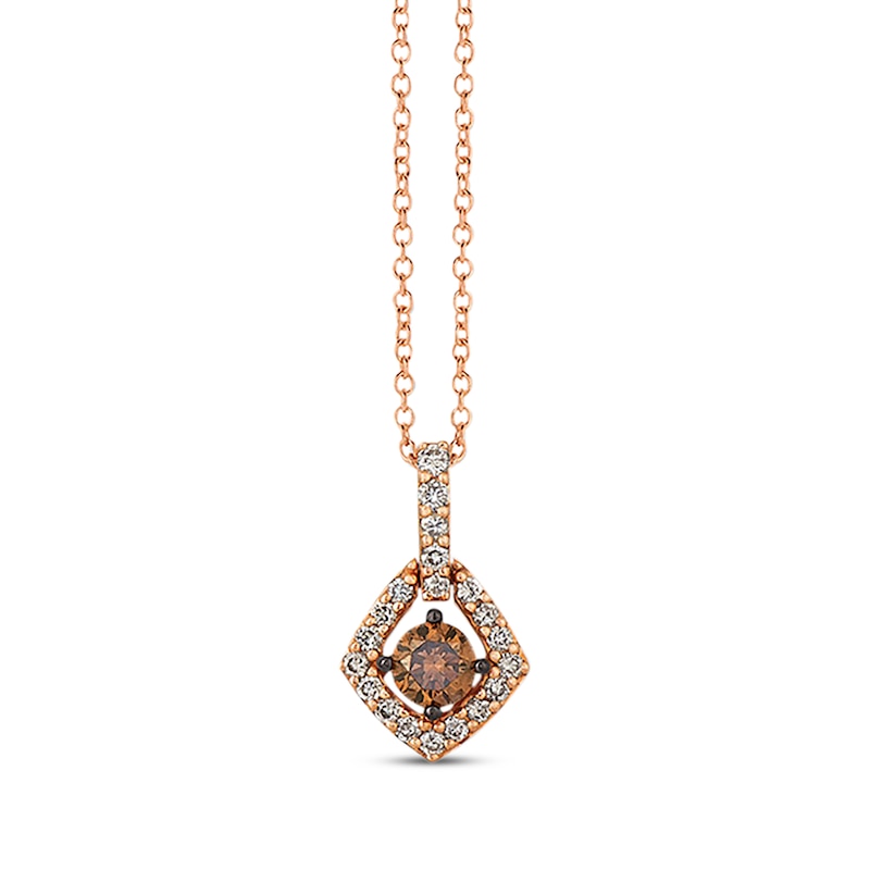 Main Image 1 of Le Vian Chocolate & Nude Diamond Necklace 1/2 ct tw 14K Strawberry Gold