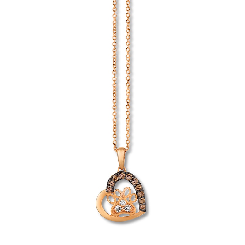 Le Vian Chocolate Diamond Paw Print Necklace 1/6 ct tw 14K Rose Gold