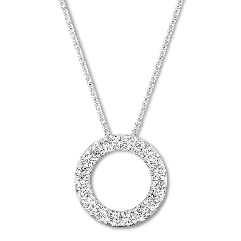 Diamond Circle Necklace 1/3 Carat tw 10K White Gold 18"