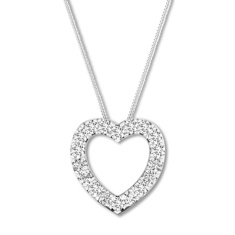 Diamond Heart Necklace 1/2 ct tw Round-cut 10K White Gold 18"