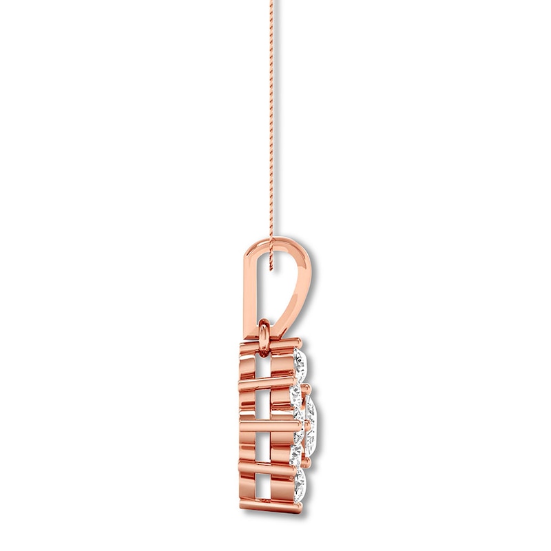 Main Image 2 of Diamond Necklace 1/3 ct tw Round & Princess 10K Rose Gold 18&quot;