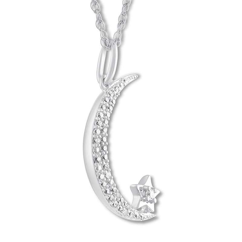 Diamond Moon/Star Necklace 1/6 ct tw Sterling Silver