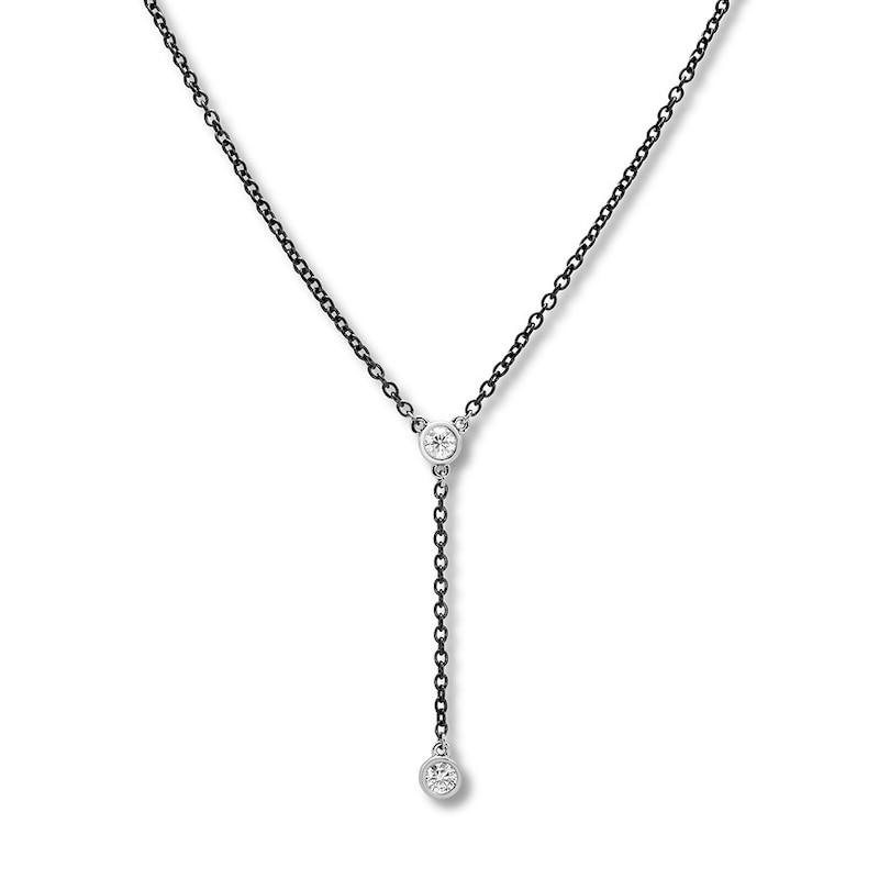 Bezel-Set Diamond Necklace 1/3 ct tw Stainless Steel & 10K White Gold 19"